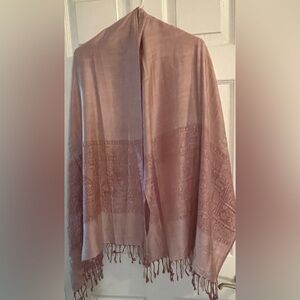 Elegant Pink Shawl with Fringe